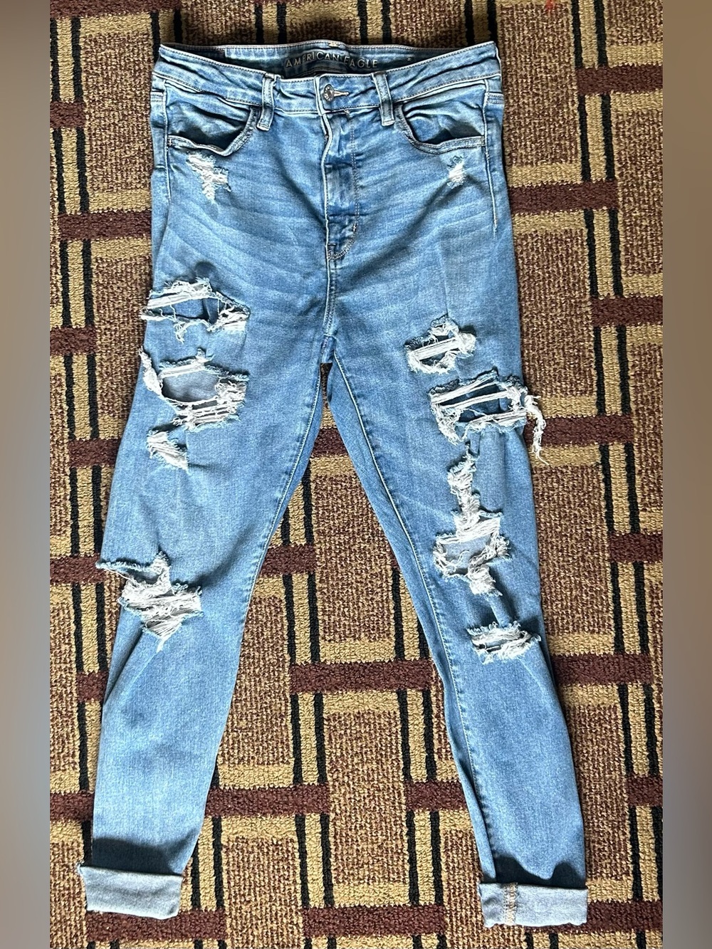 American Eagle Outfitters Light Blue Ripped Skinny Jeans